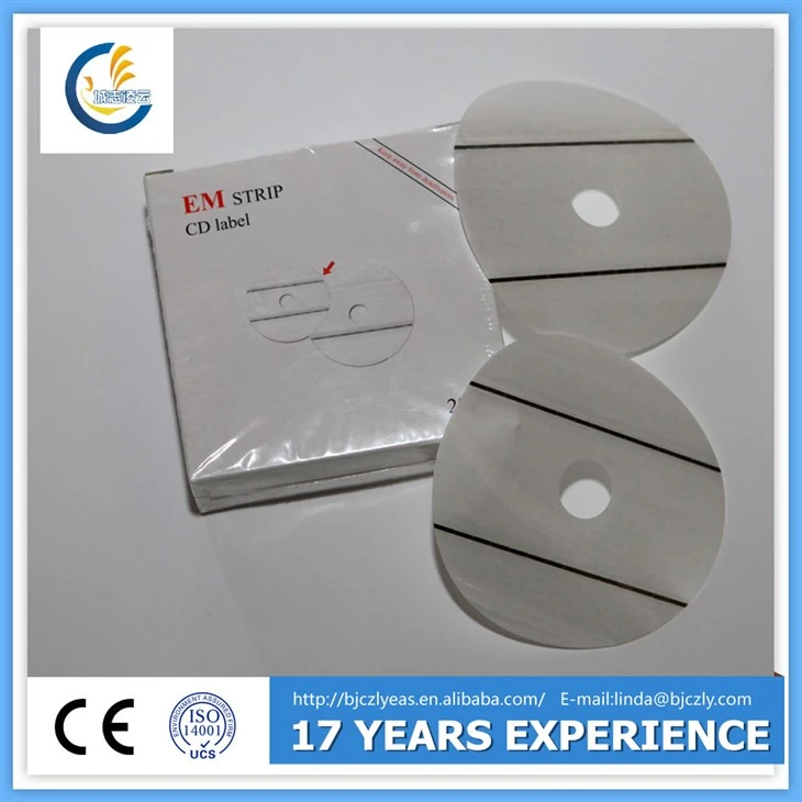 Em CD-sikkerhedsetiket (to strimler)